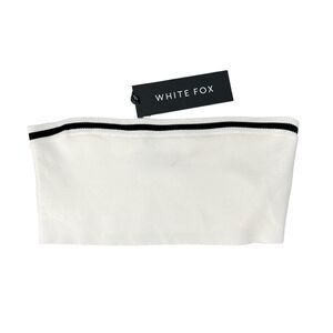 White Fox Give Me Love Crop Top Womens L Large White Black Knit Strapless Tube